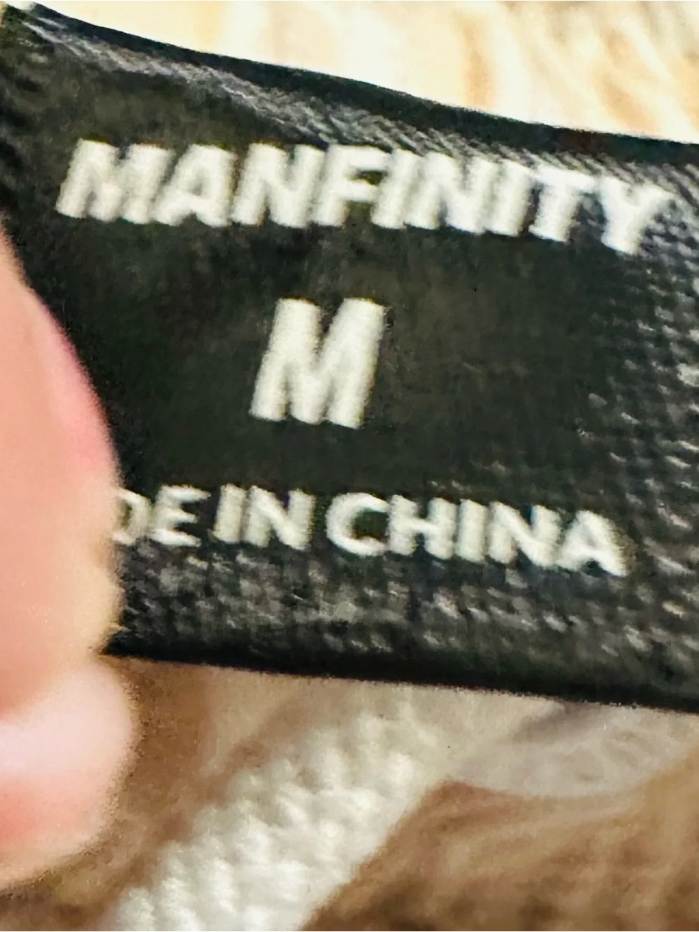 MANNFINITY Beige & White Swirl Swim Trunks Men size MEDIUM